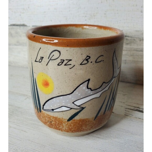 La Paz, B.C. Souvenir Hand Painted Mexican Folk Art Coffee Mug Whale Shark READ! - Picture 2 of 10